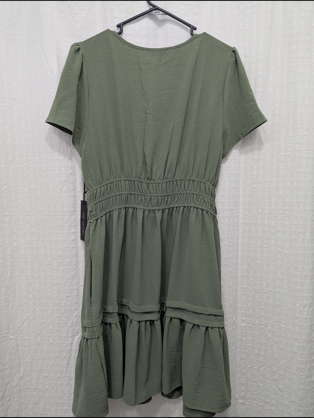 Rachel Zoe Moss Green V-Neck Tiered Midi Dress - Picture 7 of 7